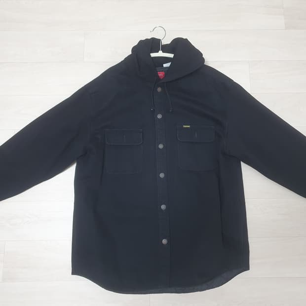 슈프림 플리스 후드 데님 셔츠 블랙 L - 22FW