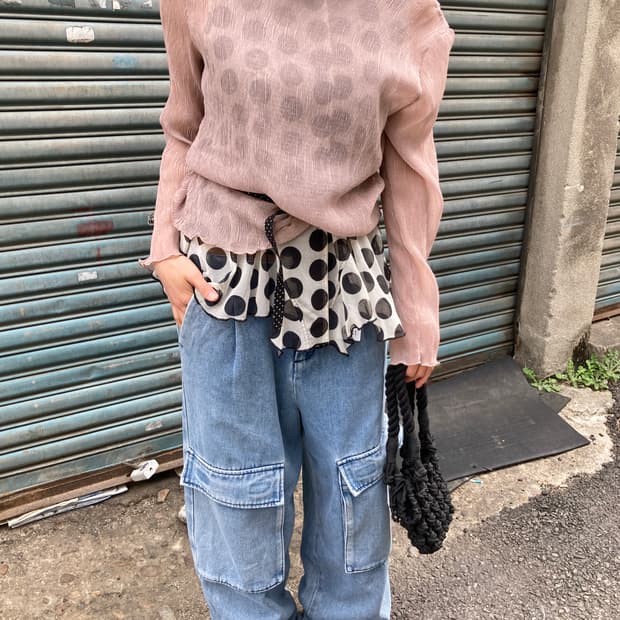 도트 프릴 시스루 샤 베스트