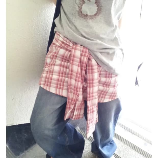 히피디피 체크 레이어드 셔츠 슬리브리스 탑 빈티지 나의나인 모래하우스