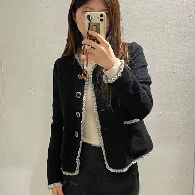 니들스 헤어리 울 프릴 카라리스 자켓