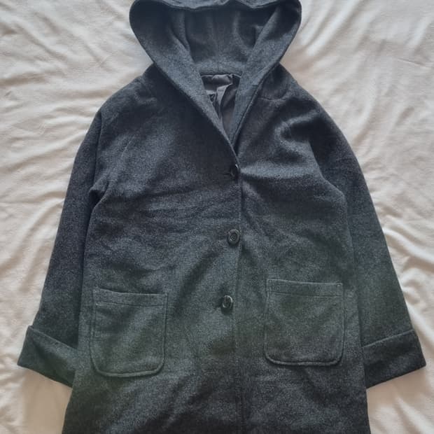 빈티지 모리걸 하구미 그레이 후드 코트