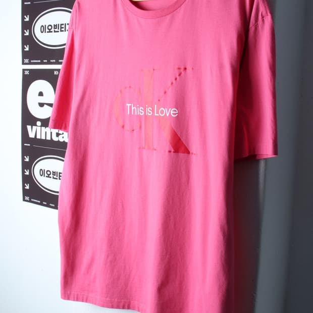(M-XL) 캘빈클라인 반팔 티셔츠 빅로고 핑크 올드스쿨-H32474