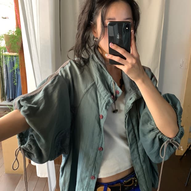 빈티지 돌먼 가오리핏 코튼 스트링 자켓
