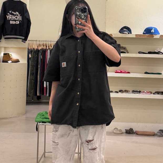 칼하트 반팔 워크셔츠 블랙 U1153