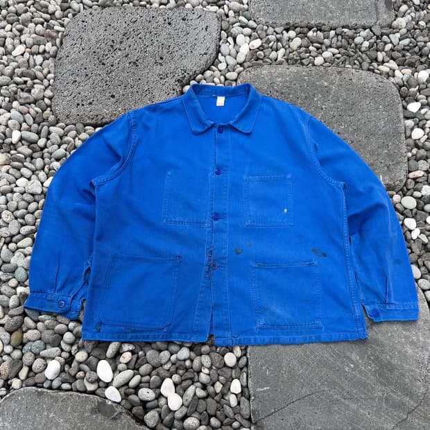 OLD VINTAGE WASHING BLUE FRENCH 프렌치워크자켓