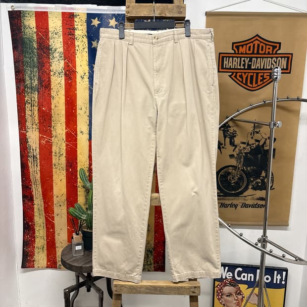 80~90s 폴로 랄프로렌 클래식 더블플리츠 베이지 치노팬츠 N767