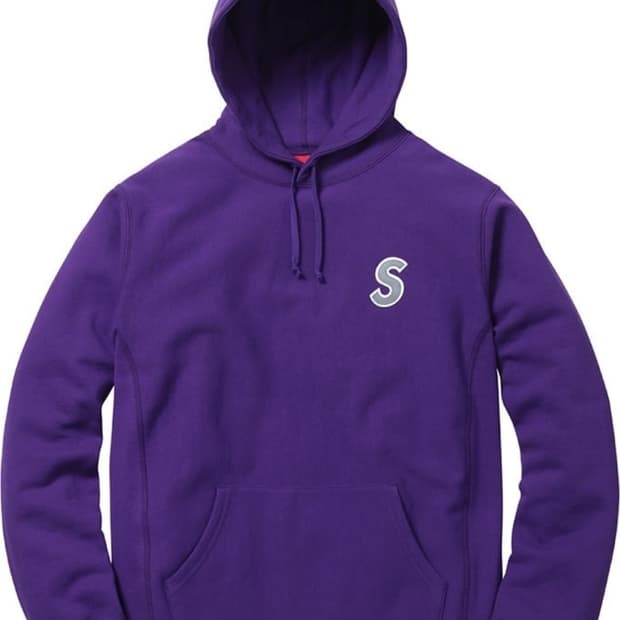 슈프림 s로고 후드티 퍼플