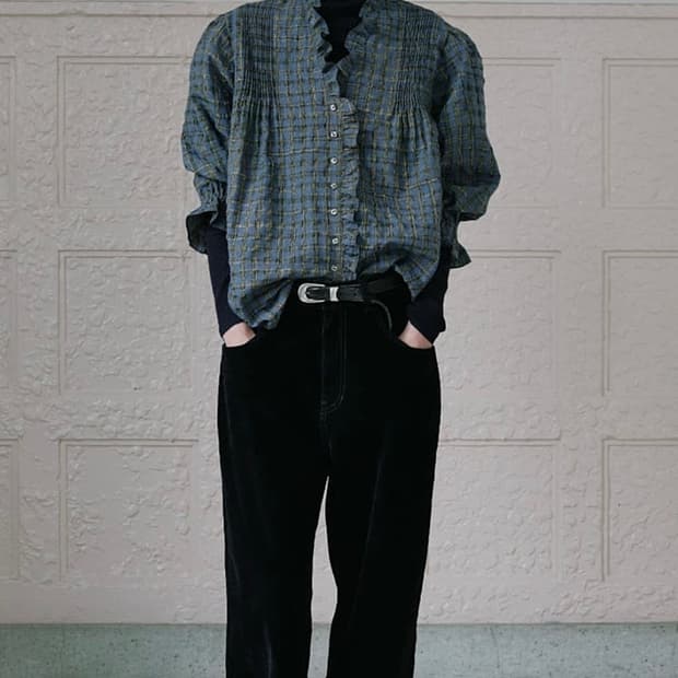 여) 비아플레인 프릴 블라우스 