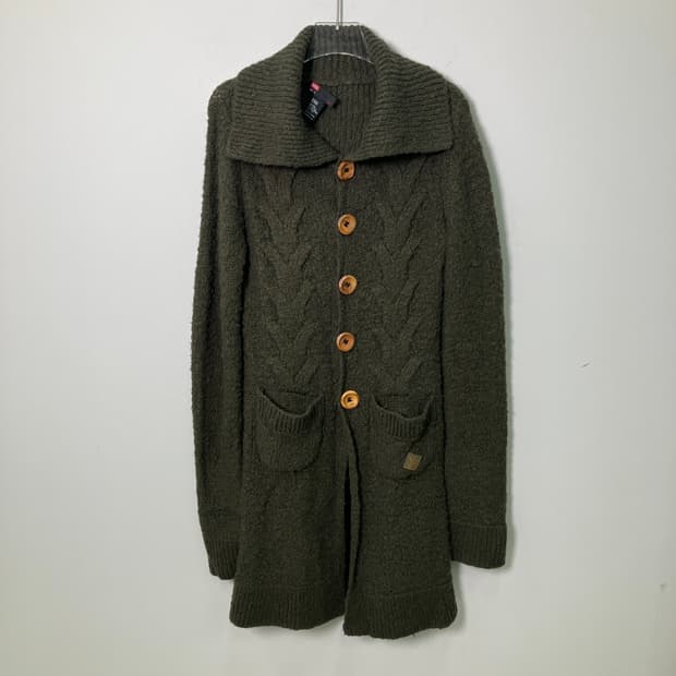 디젤 카키 울 니트 가디건 M