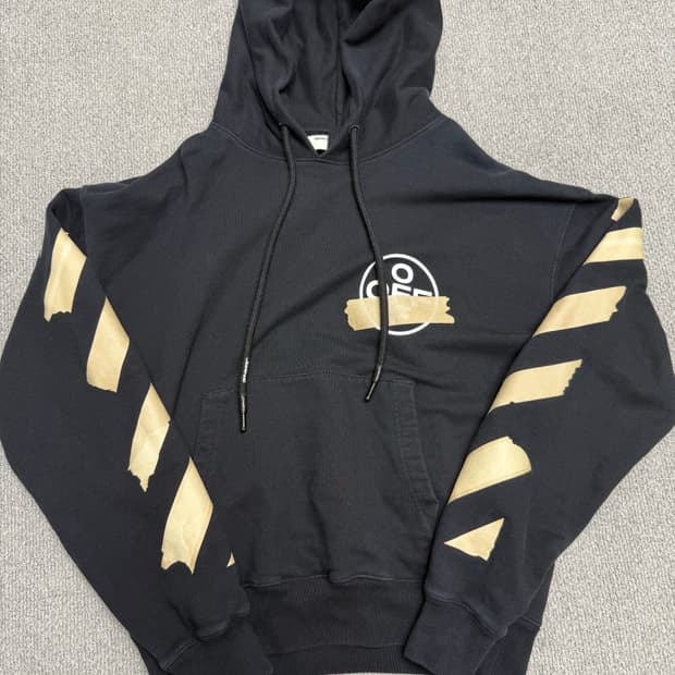 오프화이트 테이핑 애로우 후드티(정품)