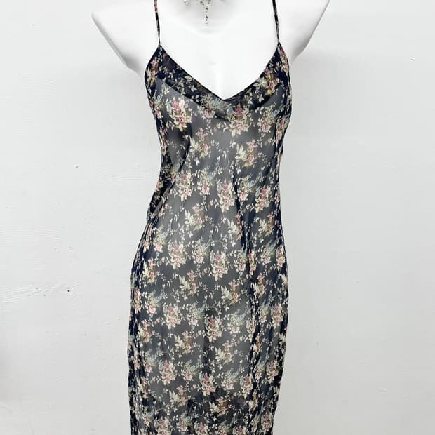 플로럴 시어 롱 슬립