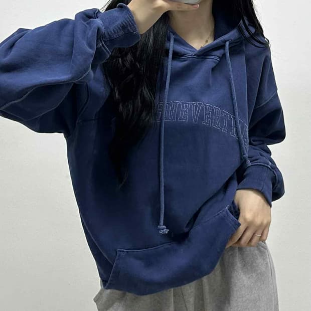 디스이즈네버뎃 T로고 네이비 스웨트셔츠 후드티(L)