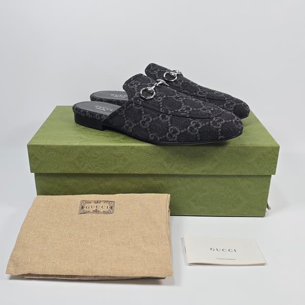 구찌 프린스타운 GG 데님 뮬 블로퍼 ( 235 )