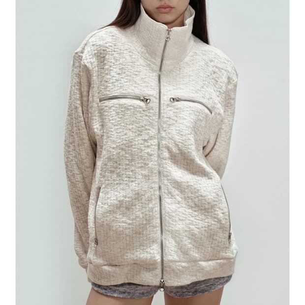 WAFFLE ZIPPER JACKET / IVORY