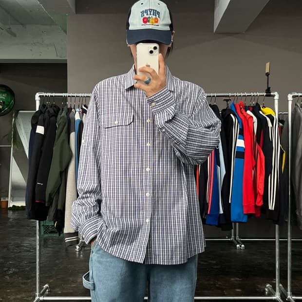 마이클코어스 워크 체크 셔츠