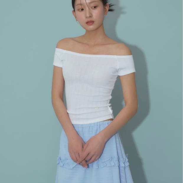 어윗 반팔 오프숄더 soft raglan t-shirt white