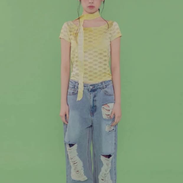 팬시클럽 밀키웨이 스카프 티 (라임)