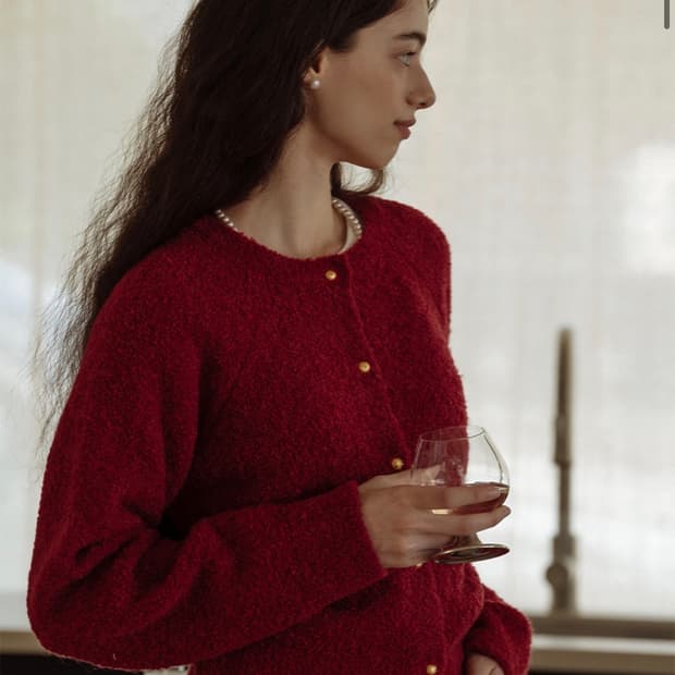 틸아이다이 알파카 캔디 가디건 레드