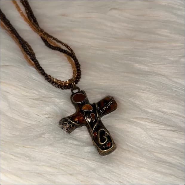 에스닉 보헤미안 레이어드 십자가 목걸이