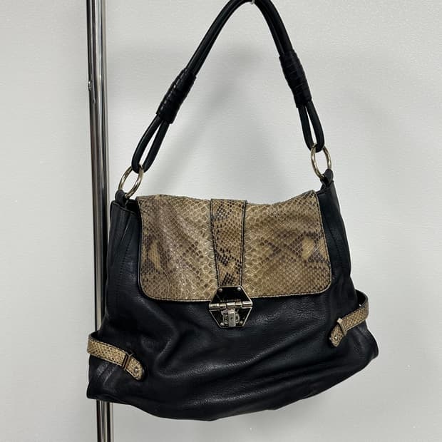 발렌시아가 00s 레더 파이톤 숄더백