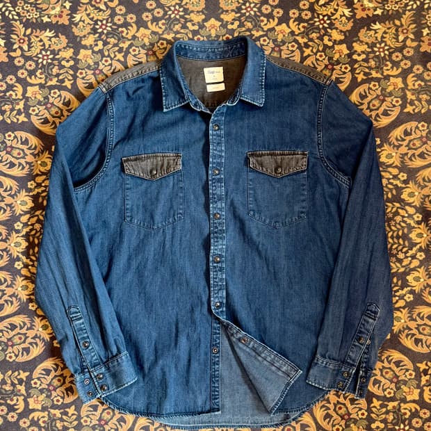 올드 갭 투톤 데님 웨스턴 셔츠