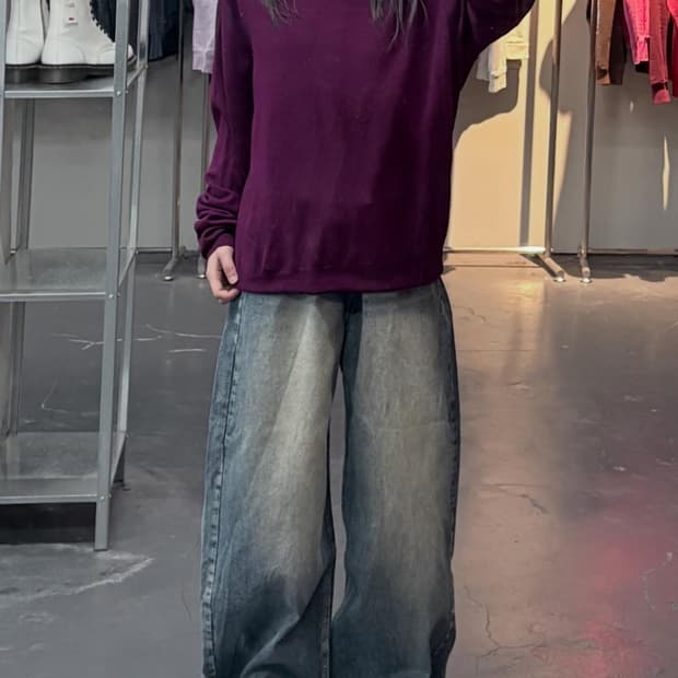 폴로랄프로렌 라운드넥 퍼플니트  A3512