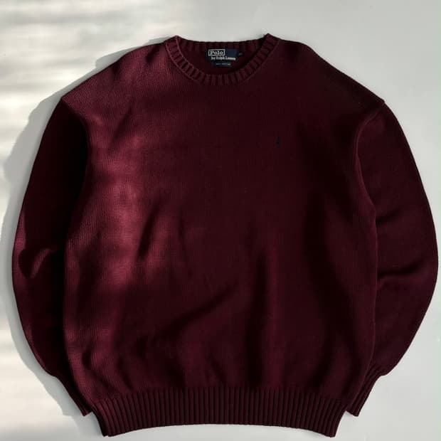 [110] 폴로 랄프로렌 버건디 코튼 크루넥 니트 스웨터