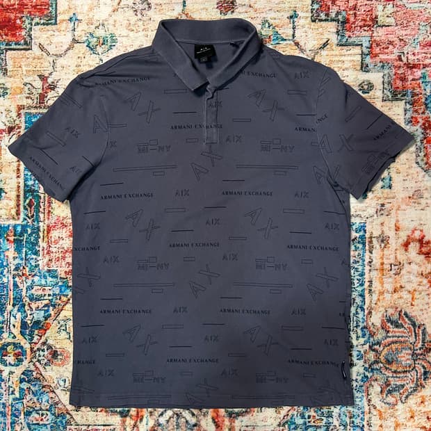 [L] 아르마니 익스체인지 풀 프린팅 카라 반팔