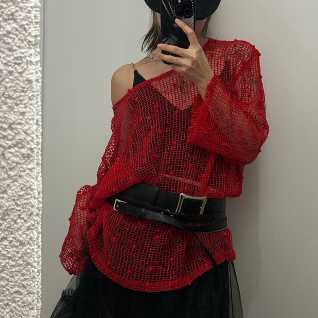 빈티지 그물 크로셰 니트