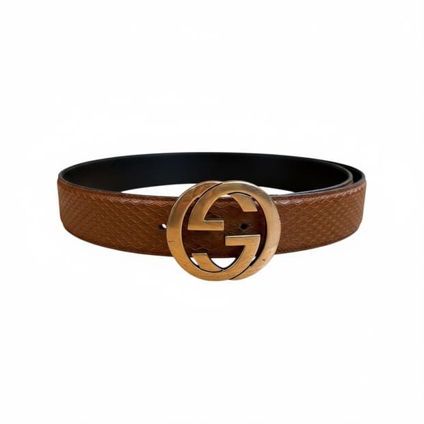 구찌 브라운 스네이크 엠보싱 가죽 인터로킹 GG