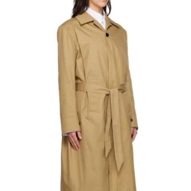 우영미 베이지 코튼 롱 트렌치 코트 34사이즈