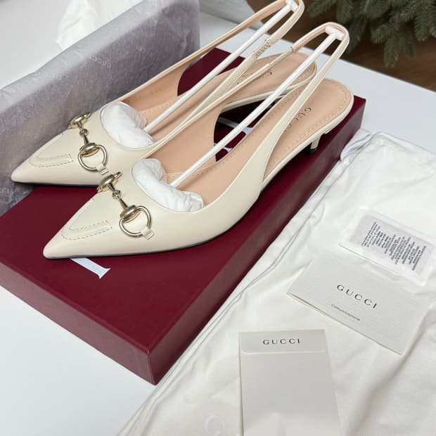 구찌 홀스빗 슬링백 펌프스 아이보리 (240)