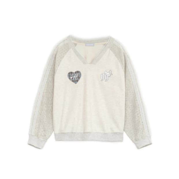 허그유어스킨 패치 브이넥 레글런티 아이보리