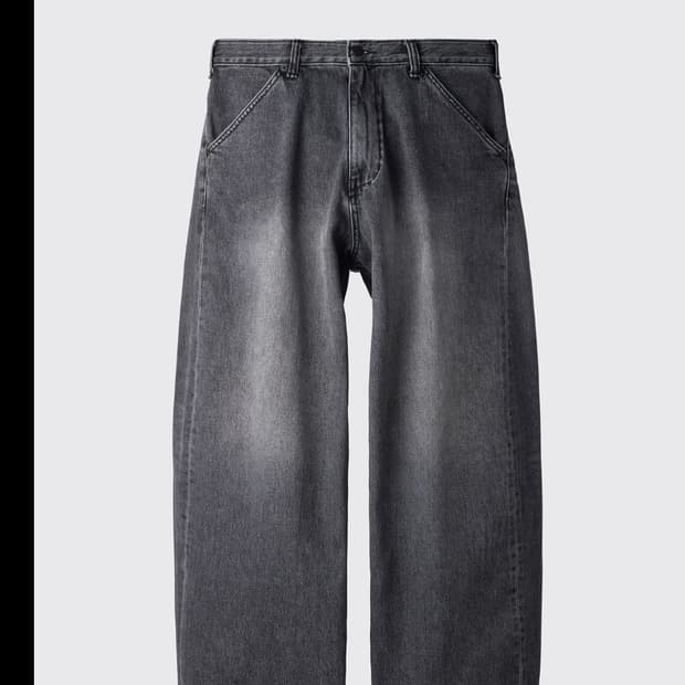 해칭룸 와이드 커브진 4사이즈 워시드 블랙