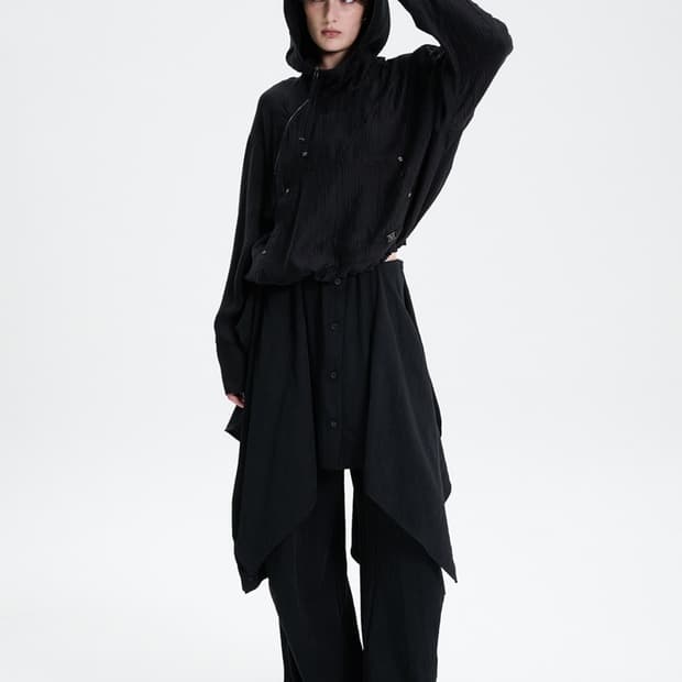 트리밍버드 셔츠 레이어드 팬츠 블랙