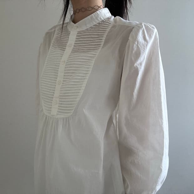 white blouse, pintuck detail