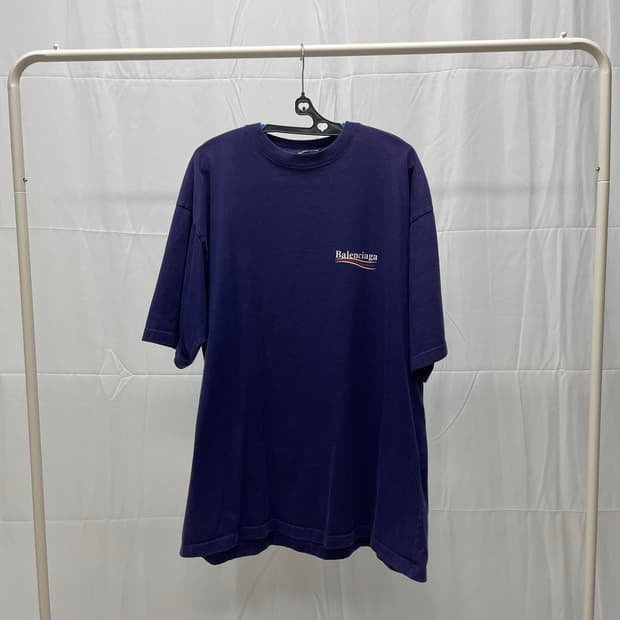 발렌시아가 웨이브 로고 반팔 티셔츠 [L]