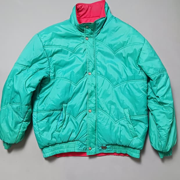  [XL] 빈티지 그린/레드 리버시블 패딩 점퍼 자켓