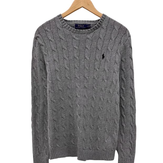 폴로 랄프로렌 꽈배기 케이블 니트 웜그레이 (S) 