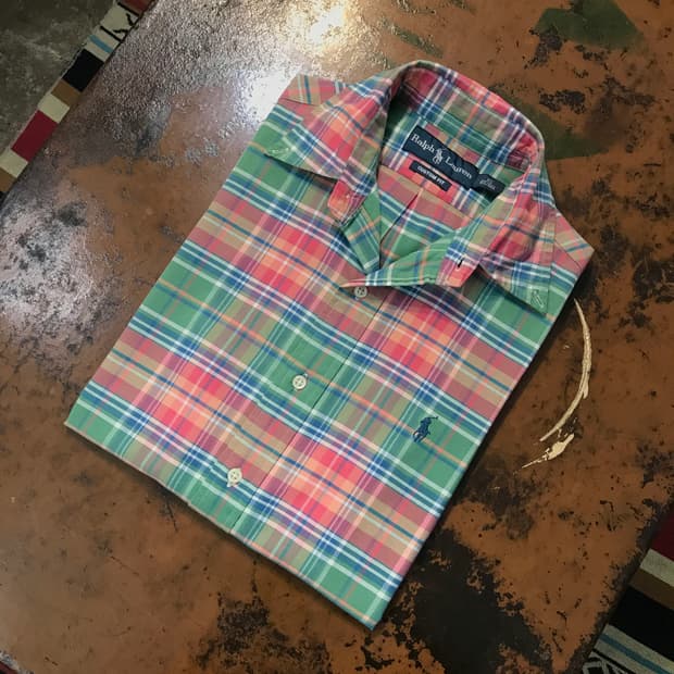 폴로랄프로렌 그린 핑크 마드라스 체크 셔츠 남성 102 여성 55 66