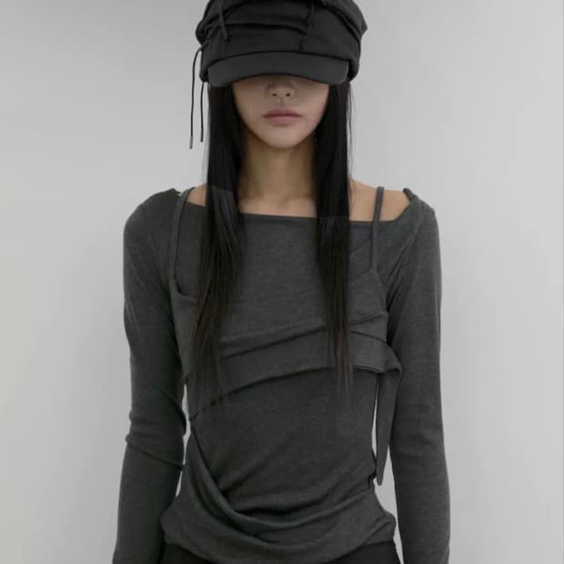 플레어업 레이어드 뷔스티에 레이어드 롱슬리브 챠콜