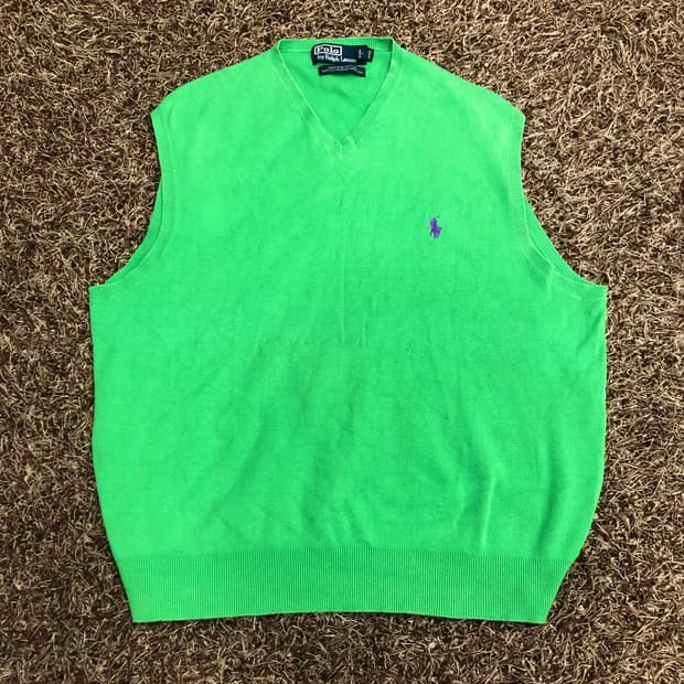 폴로 랄프로렌 피마 코튼 그린 니트 베스트 조끼
