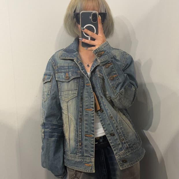 L ASK JEANS 빈티지 워싱 데님 자켓