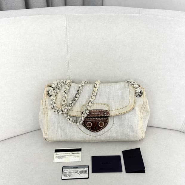 프라다 라이트 워시 데님 체인 숄더백 BR4659