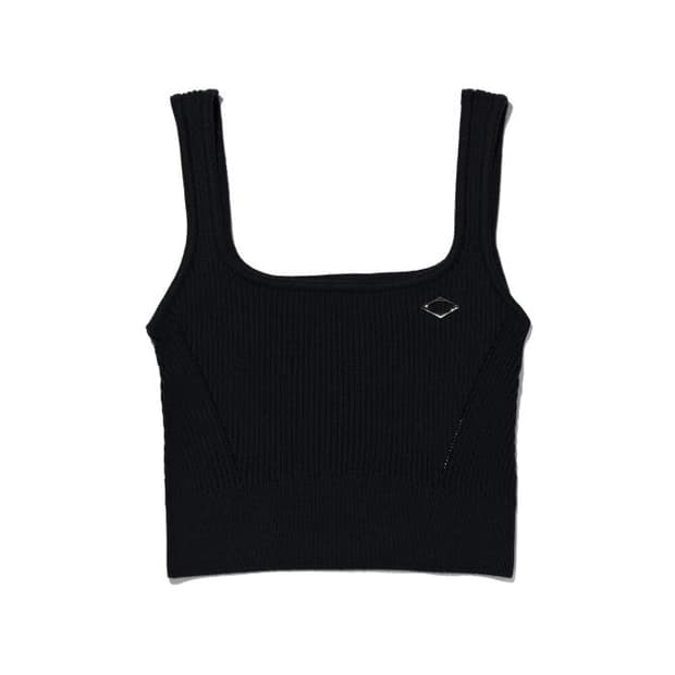 미스치프 RHOMBUS KNIT CROP TOP-BLACK