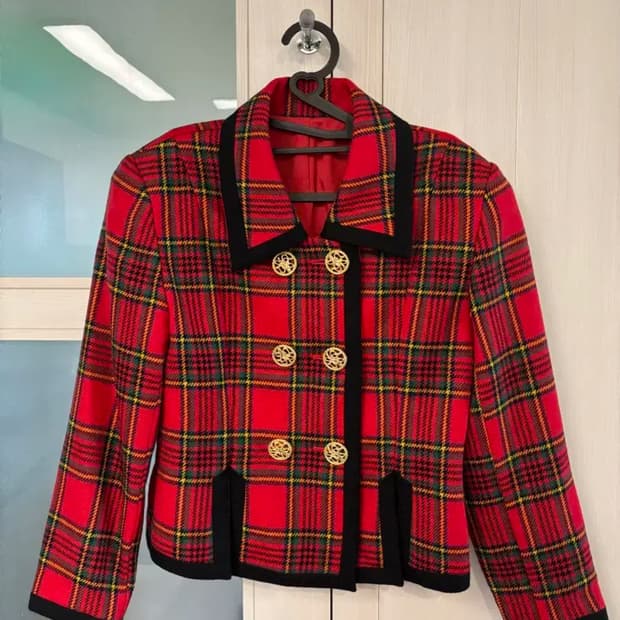 빈티지 타탄체크 울 자켓