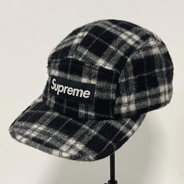 슈프림 2007 울 글랜 체크 캠프캡 블랙