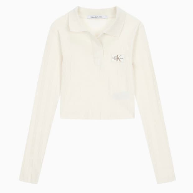 CKJ 캘빈클라인 진 폴로 카라 뱃지로고 긴팔 티셔츠