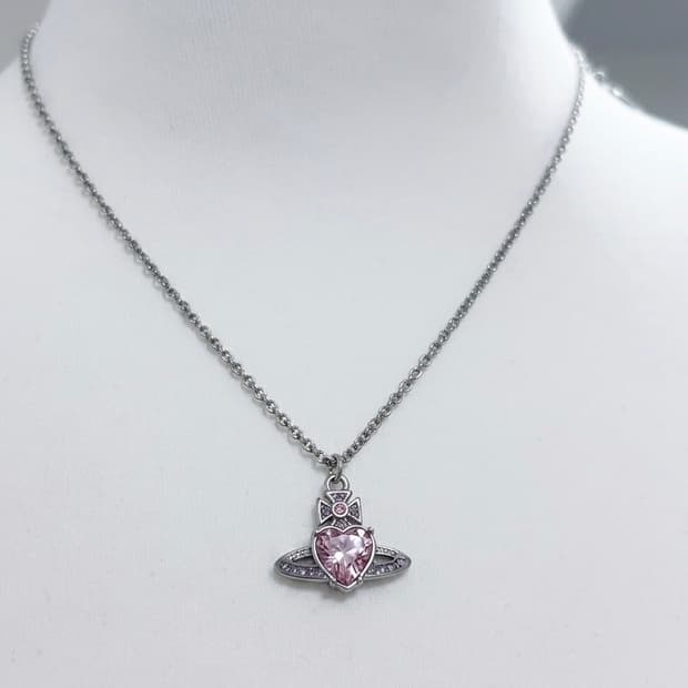 비비안웨스트우드 목걸이 아리엘라 크리스탈 핑크 실버 목걸이