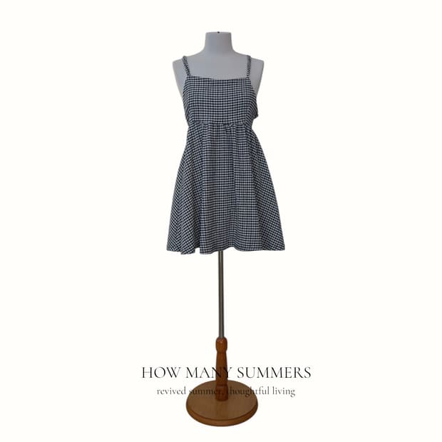 체크 뷔스티에 미니 원피스 S-M 블랙 나시
Check 